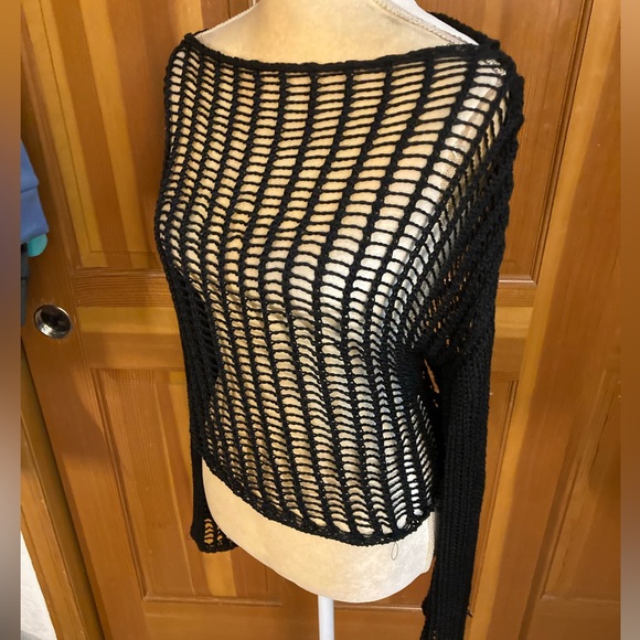 Knit Bell Sleeve Netted Sweater - Picture 6 of 15